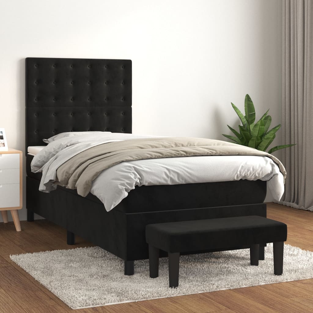 Black Box Spring Bed with Pocket Spring Velvet Mattress King Single