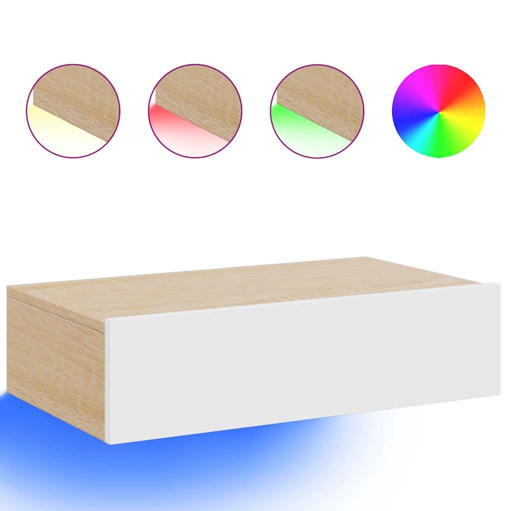 TV Cabinet with LED Lights White - 60×35×15.5cm