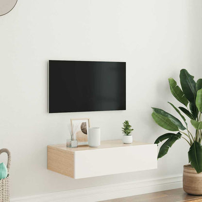 TV Cabinet with LED Lights White - 60×35×15.5cm