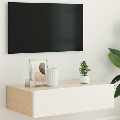 TV Cabinet with LED Lights White - 60×35×15.5cm