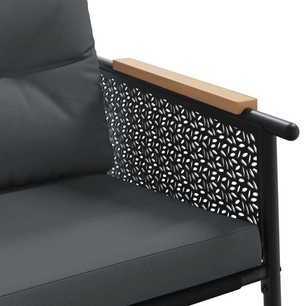 13 Piece Balcony Furniture Set with Cushions Black - Steel
