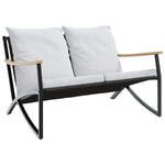 3 Piece Balcony Furniture Set with Cushions Black Steel