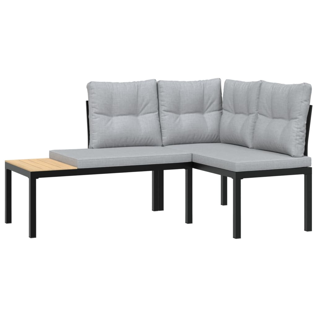 Garden Bench Set with Cushions 5 pcs Black