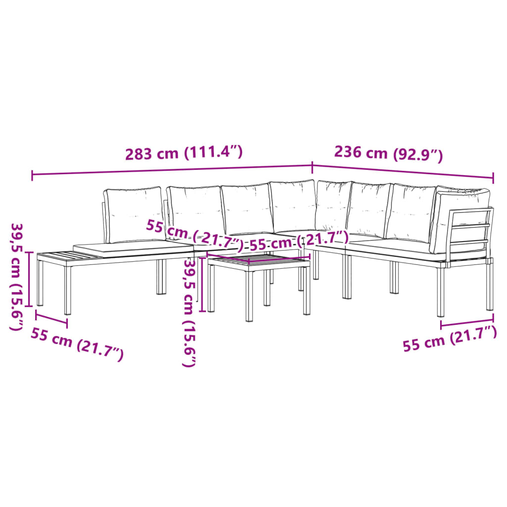 Garden Bench Set with Cushions 5 pcs Black