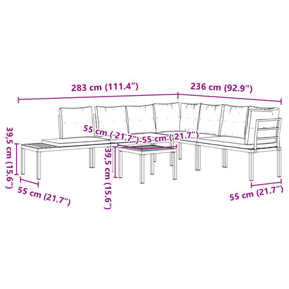 Garden Bench Set with Cushions 5 pcs Black