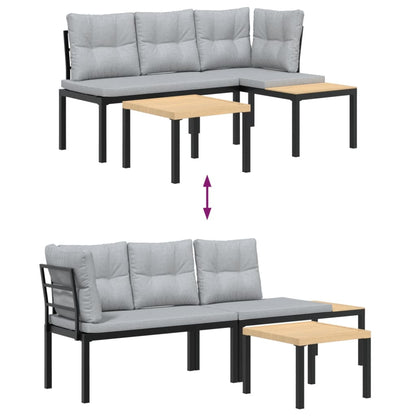 Durable Garden Bench Set with Cushions 3 pcs