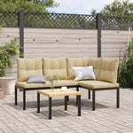 Durable Garden Bench Set with Cushions 3 pcs