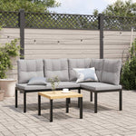 Durable Garden Bench Set with Cushions 3 pcs