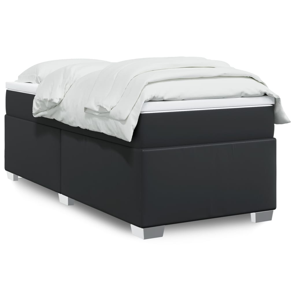 Black Box Spring Bed Faux Leather Frame with Pocket Spring Mattress King Single