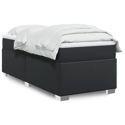 Black Box Spring Bed Faux Leather Frame with Pocket Spring Mattress King Single