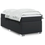Black Box Spring Bed Faux Leather Frame with Pocket Spring Mattress King Single