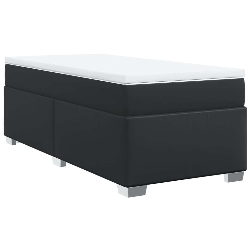 Black Box Spring Bed Faux Leather Frame with Pocket Spring Mattress King Single
