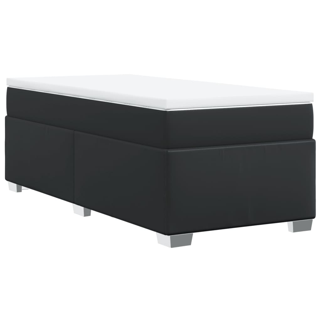 Black Box Spring Bed Faux Leather Frame with Pocket Spring Mattress King Single