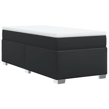 Black Box Spring Bed Faux Leather Frame with Pocket Spring Mattress King Single