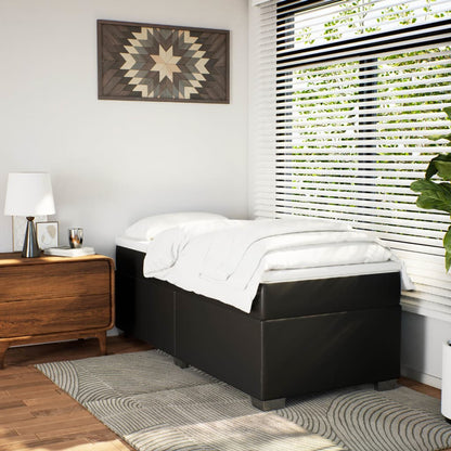 Black Box Spring Bed Faux Leather Frame with Pocket Spring Mattress King Single