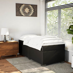 Black Box Spring Bed Faux Leather Frame with Pocket Spring Mattress King Single