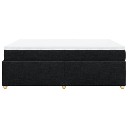 Box Spring Bed with Mattress Black Queen Fabric