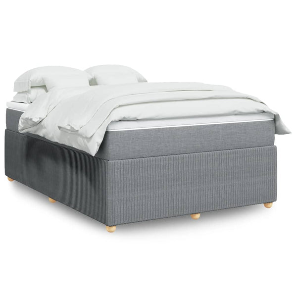  Box Spring Bed with Mattress Dark Grey Queen Fabric