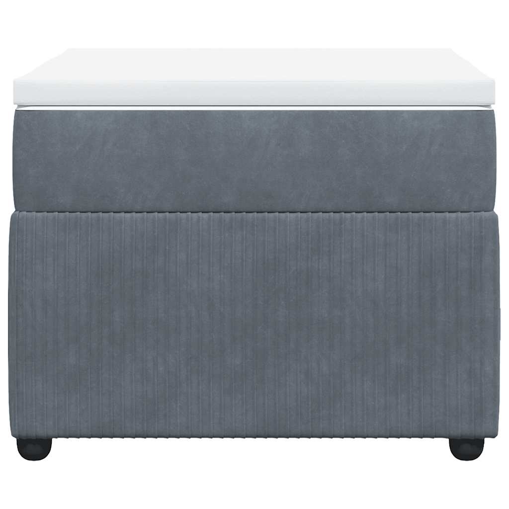 Dark Grey Velvet Box Spring Bed King Single with Mattress and Foam Topper