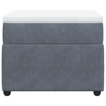 Dark Grey Velvet Box Spring Bed King Single with Mattress and Foam Topper
