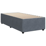 Dark Grey Velvet Box Spring Bed King Single with Mattress and Foam Topper