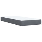 Dark Grey Velvet Box Spring Bed King Single with Mattress and Foam Topper