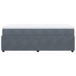 Dark Grey Velvet Box Spring Bed King Single with Mattress and Foam Topper