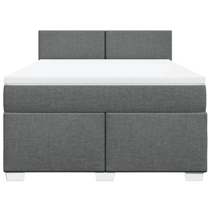 Durable and Comfortable Dark Grey Queen Fabric Box Spring Bed with Mattress