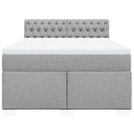 Box Spring Bed with Mattress Dark Grey Queen Fabric