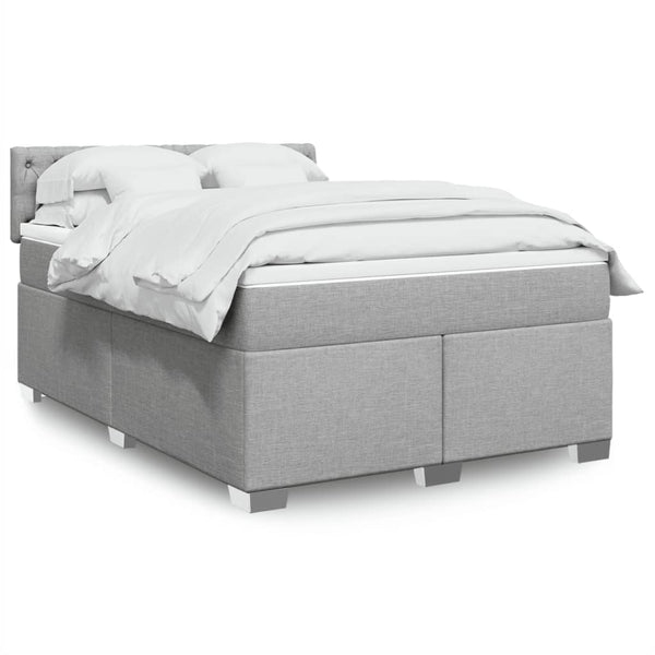  Box Spring Bed with Mattress Dark Grey Queen Fabric