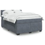 Sleek and Comfortable Dark Grey Double Velvet Box Spring Bed with Mattress