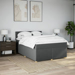 Box Spring Bed with Mattress Bedstead Double Bed Dark Grey Double Fabric - Relax in Style