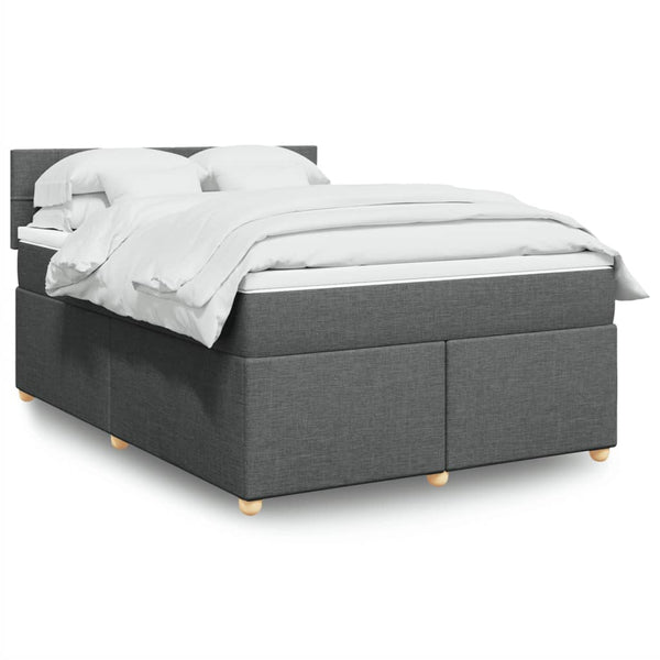  Box Spring Bed with Mattress Bedstead Double Bed Dark Grey Double Fabric - Relax in Style