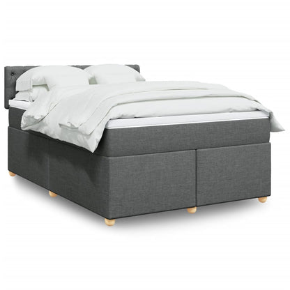 Box Spring Bed with Mattress Dark Grey Queen Fabric - 203×153×100.5cm