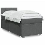 Dark Grey King Single Box Spring Bed with Mattress – Elegant Fabric