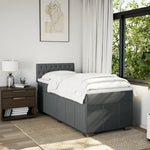 Dark Grey King Single Box Spring Bed with Mattress – Elegant Fabric