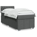 Dark Grey King Single Box Spring Bed with Mattress – Elegant Fabric