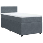 King Single Dark Grey Box Spring Bed with Pocket Spring Mattress Velvet