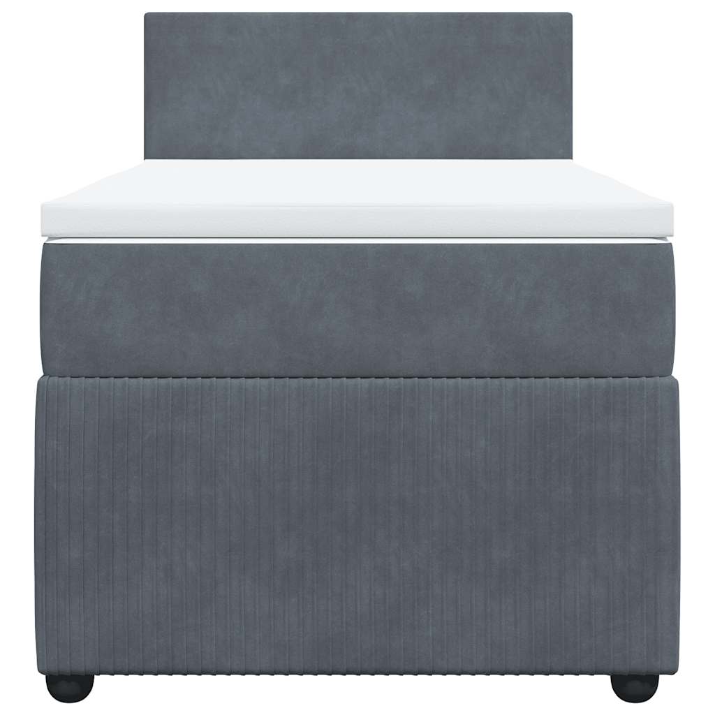 King Single Dark Grey Box Spring Bed with Pocket Spring Mattress Velvet