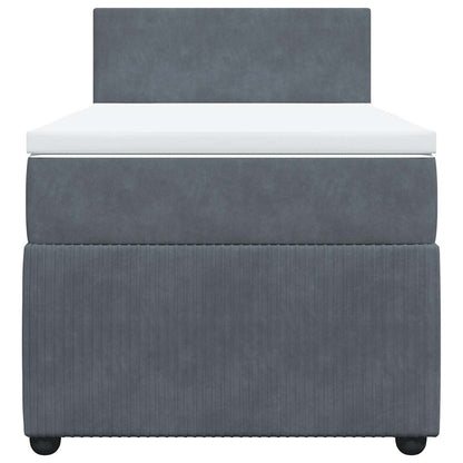 King Single Dark Grey Box Spring Bed with Pocket Spring Mattress Velvet