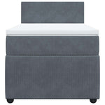 King Single Dark Grey Box Spring Bed with Pocket Spring Mattress Velvet