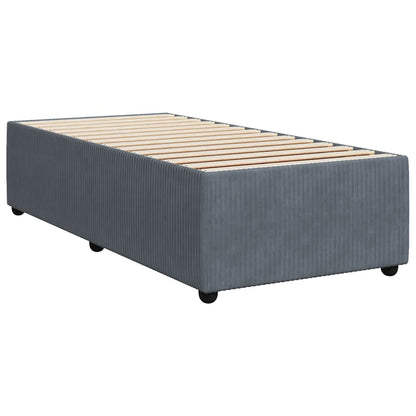 King Single Dark Grey Box Spring Bed with Pocket Spring Mattress Velvet