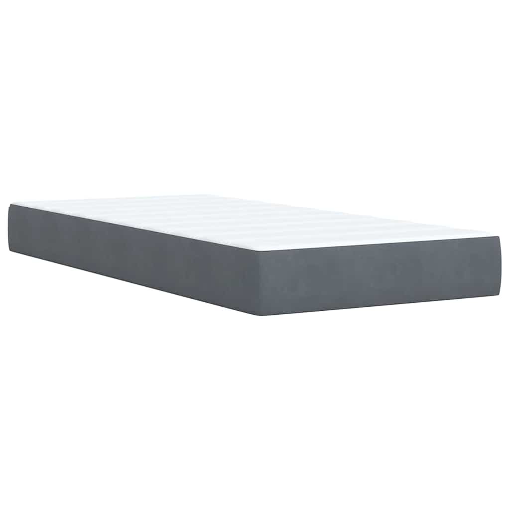 King Single Dark Grey Box Spring Bed with Pocket Spring Mattress Velvet