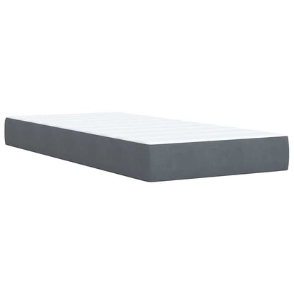 King Single Dark Grey Box Spring Bed with Pocket Spring Mattress Velvet