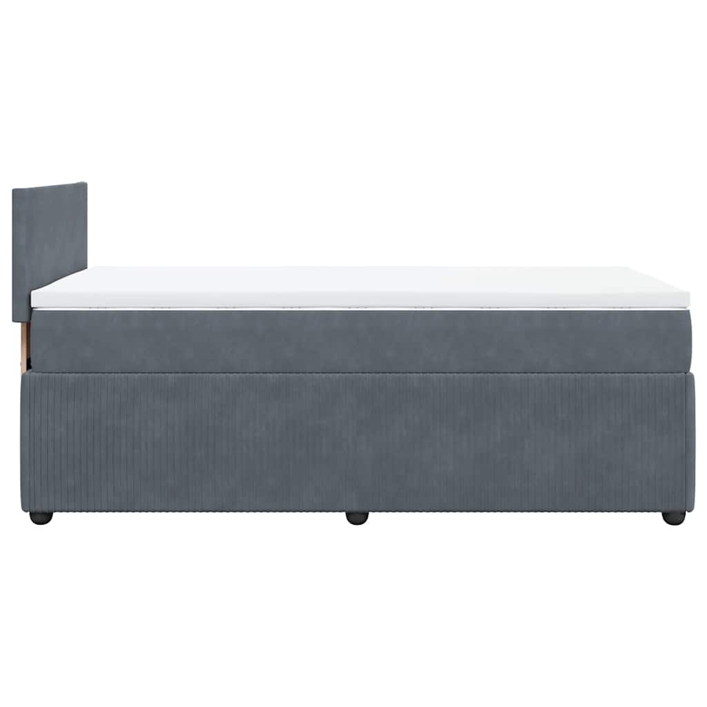 King Single Dark Grey Box Spring Bed with Pocket Spring Mattress Velvet