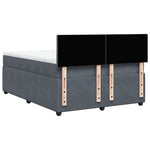 Sleek and Comfortable Dark Grey Double Velvet Box Spring Bed with Mattress