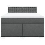 Modern Double Fabric Dark Grey Box Spring Bed with Mattress