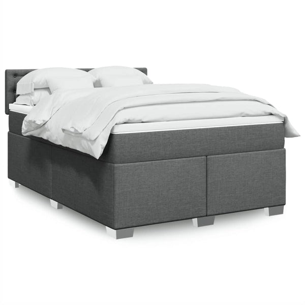  Modern Double Fabric Dark Grey Box Spring Bed with Mattress