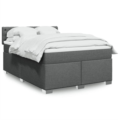 Box Spring Bed with Mattress Dark Grey Queen Fabric - 203×153×100.5cm