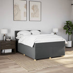 Stylish Box Spring Bed with Mattress Dark Grey Double Fabric